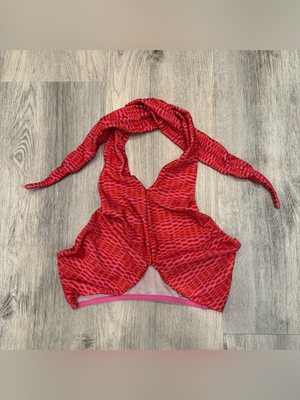 Out From Under Red Halter Crop‎ Top Size Medium Y2K